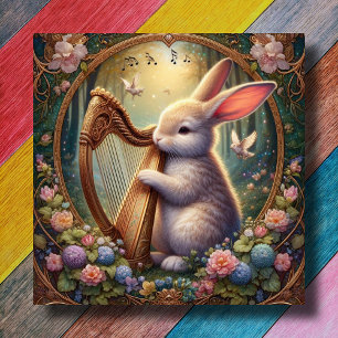 Cartes Pour Fêtes Annuelles Bois Art Nouveau Lapin Floral Pâques