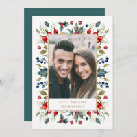 Bois d'aquarelle Berries Cadre de Noël Photo