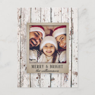 Cartes Pour Fêtes Annuelles Bois déprimé rustique Nom de famille Photo Noël
