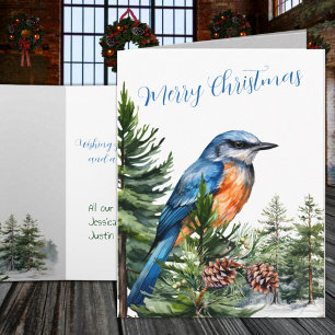 Cartes Pour Fêtes Annuelles Bois d'hiver Forêt de pins bleuets de l'Est