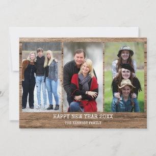 Cartes Pour Fêtes Annuelles Bois Rustique 3 Collage Photo Bonne Année 2021