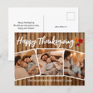 Cartes Pour Fêtes Annuelles Bois rustique Automne Simple remerciement photo de