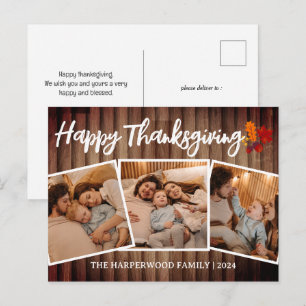Cartes Pour Fêtes Annuelles Bois rustique Automne Simple remerciement photo de