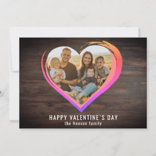 Cartes Pour Fêtes Annuelles Bois Rustique Deux Cœurs Photo Joyeuse Saint-Valen
