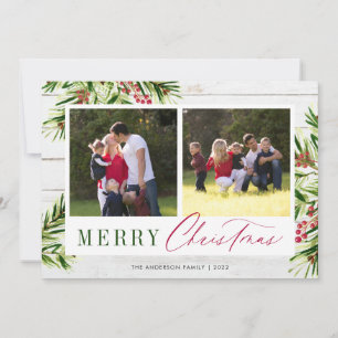 Cartes Pour Fêtes Annuelles Bois Rustique Écriture Manuscrite 3 Photo Noël