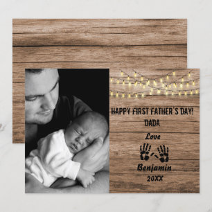 Cartes Pour Fêtes Annuelles Bois rustique Première Fête des pères Photo person