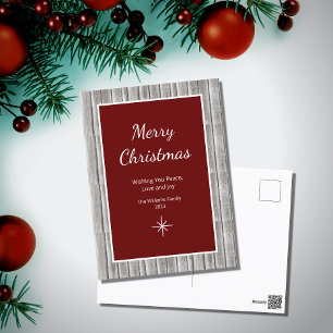 Cartes Pour Fêtes Annuelles Bois rustique Simple Rouge Noël 