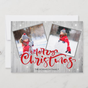 Cartes Pour Fêtes Annuelles Bois Script Joyeux Noël 2 Photo