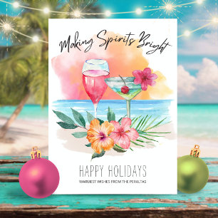 Cartes Pour Fêtes Annuelles Boissons tropicales de plage pour illuminer les es