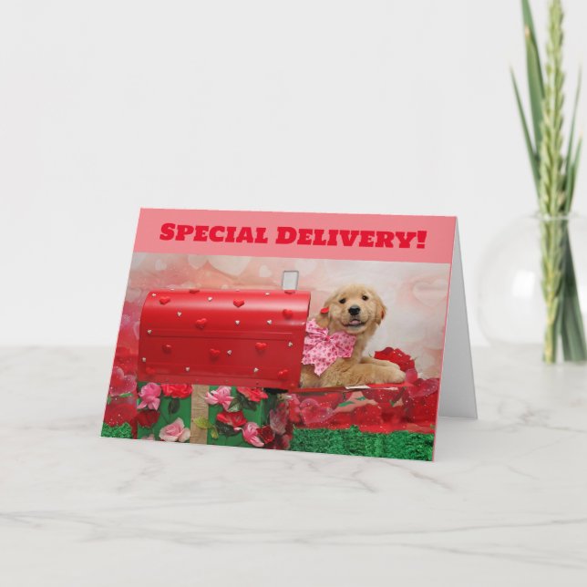 Cartes Pour Fêtes Annuelles Boîte aux lettres Golden Retriever Valentine (Devant)