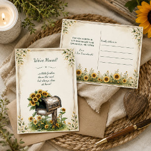Cartes Pour Fêtes Annuelles Boîte aux lettres Tournesol Rustique "Nous avons d