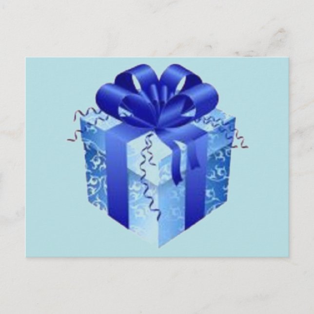 Cartes Pour Fêtes Annuelles Boîte cadeau bleue avec ruban bleu (Devant)