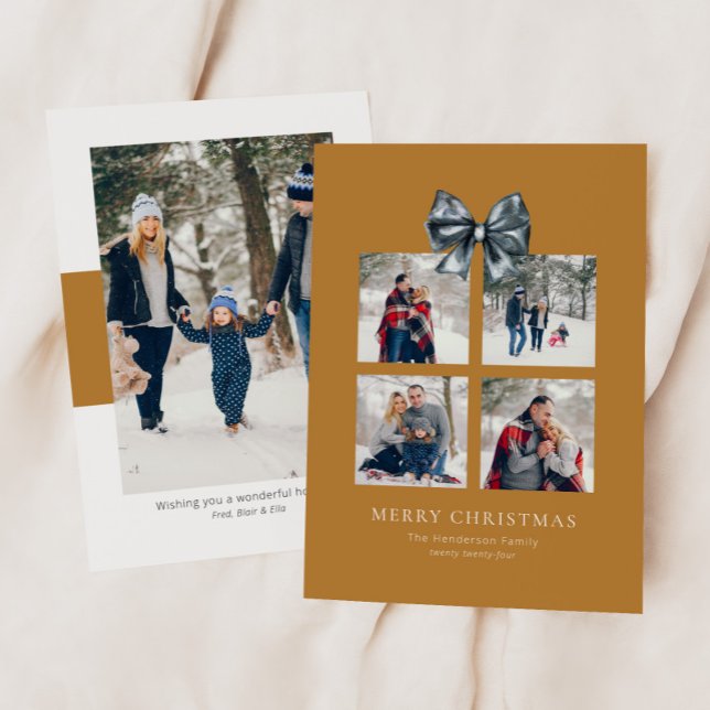 Cartes Pour Fêtes Annuelles Boîte cadeau de Noël or Collage avec Bow ruban (Créateur téléchargé)