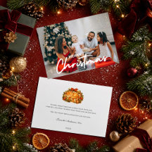 Boîte cadeau de Noël photo cosy Chat orange Rétro