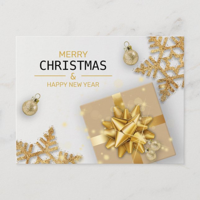 Cartes Pour Fêtes Annuelles Boîte-cadeau Gold Snowflakes Gold Balls de Noël (Devant)