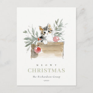 Cartes Pour Fêtes Annuelles Boîte de Noël Meowy Mignonne Logo d'Entreprise Fél