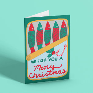 Cartes Pour Fêtes Annuelles Boîte de sardines en conserve Poisson drôle de Noë