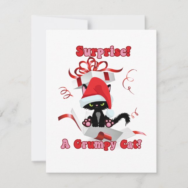 Cartes Pour Fêtes Annuelles Boîte de surprise de chat de Noël (Devant)