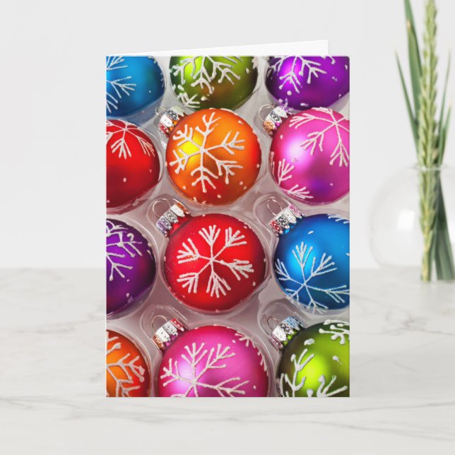 Cartes Pour Fêtes Annuelles Boîte d'ornements de Noël de flocon de neige (Devant)