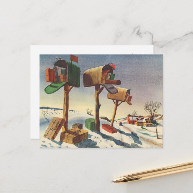 Cartes Pour Fêtes Annuelles Boîtes aux lettres Festive de Noël (Devant/Arrière en situation)