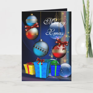 Cartes Pour Fêtes Annuelles Boîtes Cadeaux Card Merry Xmas De Noël Boules De N