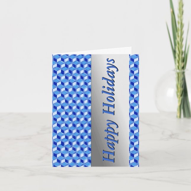 Cartes Pour Fêtes Annuelles Boîtes Chrome 3-d - bleu cobalt (Devant)