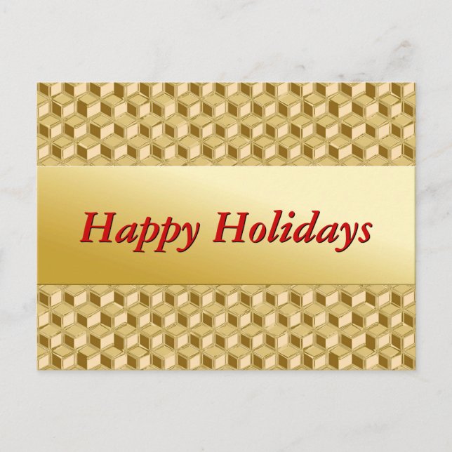 Cartes Pour Fêtes Annuelles Boîtes Chrome 3-d - couleur or (Devant)