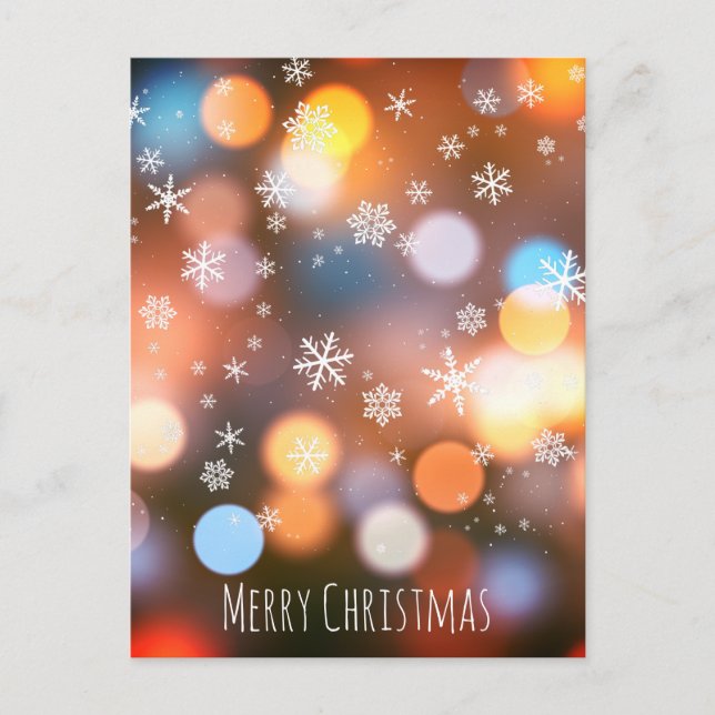 Cartes Pour Fêtes Annuelles Bokeh Lights Snowflakes - Design moderne Noël (Devant)