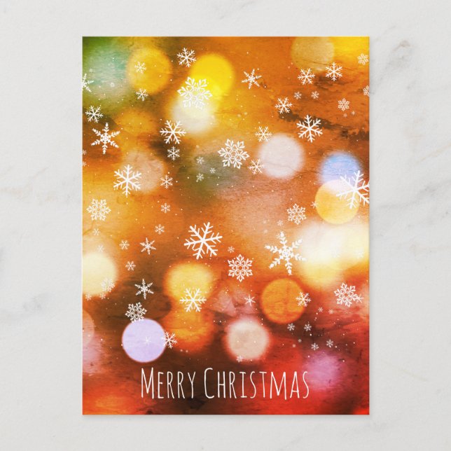 Cartes Pour Fêtes Annuelles Bokeh Lumières Vives Flocons de Neige - Noël Moder (Devant)