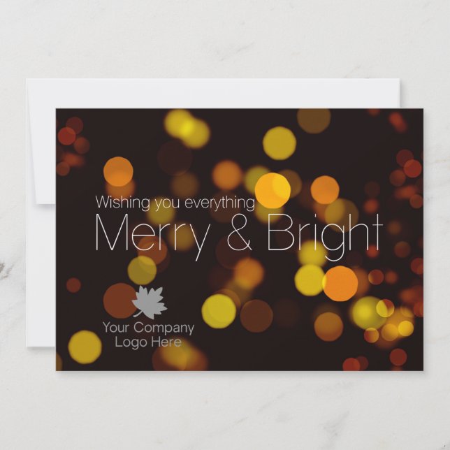 Cartes Pour Fêtes Annuelles Bokeh Merry Bright Corporate Logo Holiday (Devant)