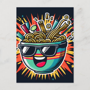 Cartes Pour Fêtes Annuelles Bol de nouilles de dessin animé Ramen mignon drôle