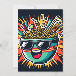Cartes Pour Fêtes Annuelles Bol de nouilles de ramen de dessin animé mignon dr