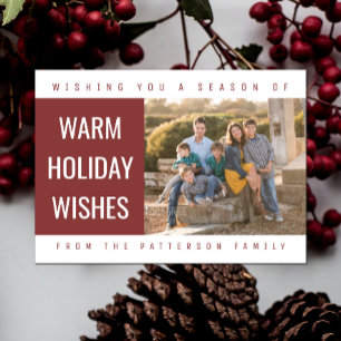 Cartes Pour Fêtes Annuelles Bold Geometric Holiday Photo Card Burgundy