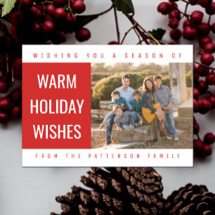 Cartes Pour Fêtes Annuelles Bold Geometric Holiday Photo Card   Red