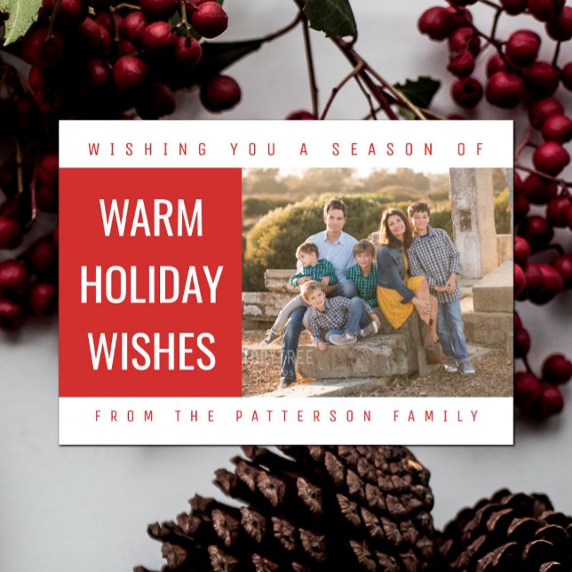 Cartes Pour Fêtes Annuelles Bold Geometric Holiday Photo Card | Red (Red Bold Geometric Holiday Photo Card)