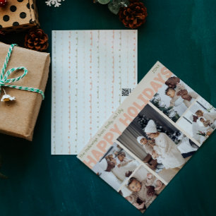 Cartes Pour Fêtes Annuelles Bold Modern Coral Cinq photo Happy