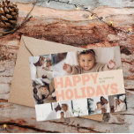 Cartes Pour Fêtes Annuelles Bold Moderne Corail Année En Revue Six Photo Happy<br><div class="desc">Envoyez des voeux chaleureux cette saison de vacances avec cette année corallienne moderne unique et courageuse en revue six photo joyeuse carte de vacances. Son design sobre et minimaliste présente des éléments d'inspiration boho dans les tons rose clair, corail pastel, vert sauge, bleu et pêche. Célébrant l'esprit festif de décembre,...</div>