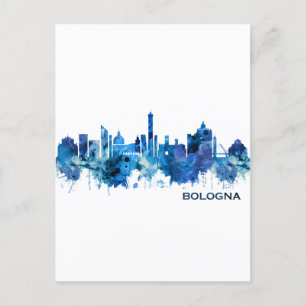 Cartes Pour Fêtes Annuelles Bologne Italie Skyline Bleu