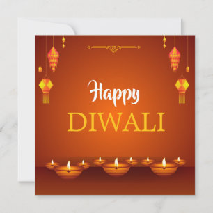 Cartes Pour Fêtes Annuelles Bon Diwali Lanterns et Diyas Greeting
