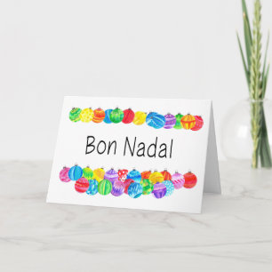 Cartes Pour Fêtes Annuelles Bon Nadal Catalan Baubles de Noël, aquarelle