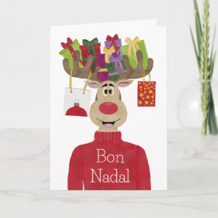 Cartes Pour Fêtes Annuelles Bon Nadal, Catalan Cadeaux de Noël Reindeer