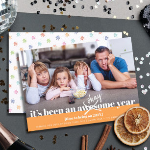 Cartes Pour Fêtes Annuelles Bon Nouvel An Moderne Gras Drôle Photo Orange