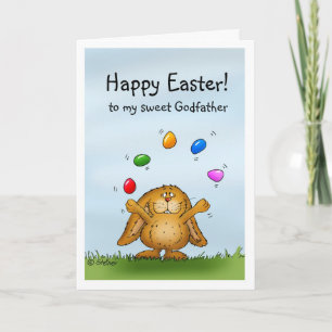 Cartes Pour Fêtes Annuelles Bon Parrain de Pâques mignonette Bunny