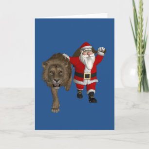 Cartes Pour Fêtes Annuelles Bon Père Noël Avec Lion