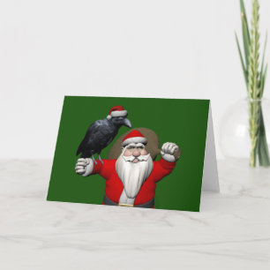 Cartes Pour Fêtes Annuelles Bon Père Noël Avec Un Gros Corbeau