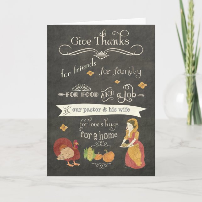 Cartes Pour Fêtes Annuelles Bon thanksgiving à notre pasteur et à sa femme (Devant)
