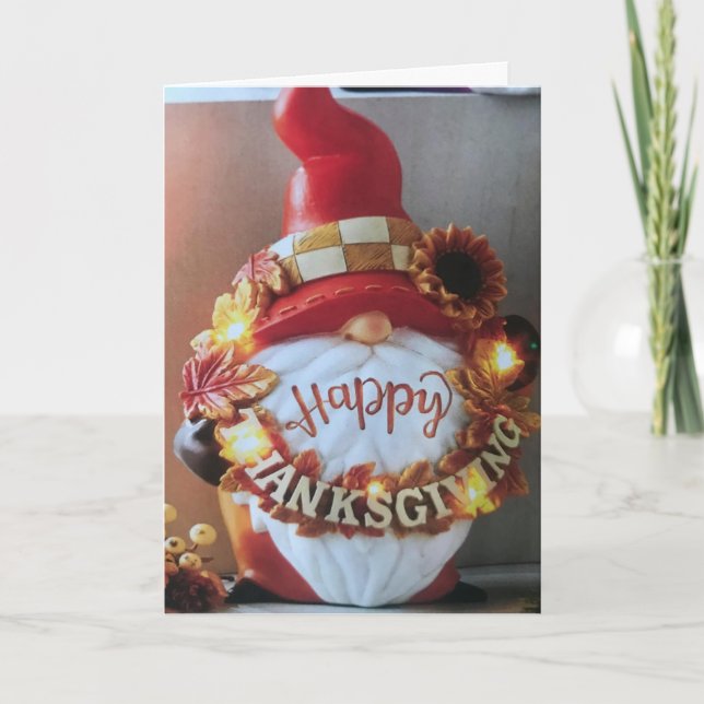 CARTES POUR FÊTES ANNUELLES **BON THANKSGIVING** À PARTIR D'UN BON GNOME (Devant)