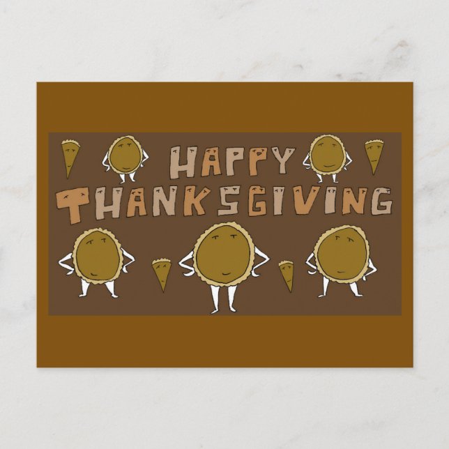 Cartes Pour Fêtes Annuelles Bon thanksgiving amusant Cartoon Citrouille Pies (Devant)