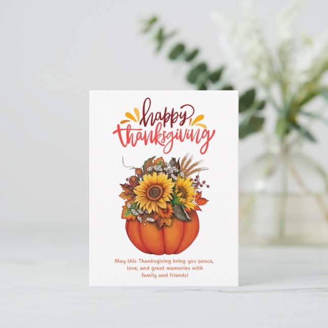 Cartes Pour Fêtes Annuelles bon thanksgiving aquarelle citrouille (Debout devant)