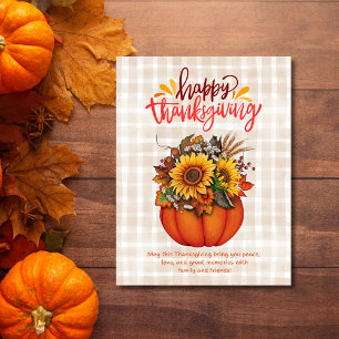 Cartes Pour Fêtes Annuelles bon thanksgiving aquarelle fleurie citrouille chèq
